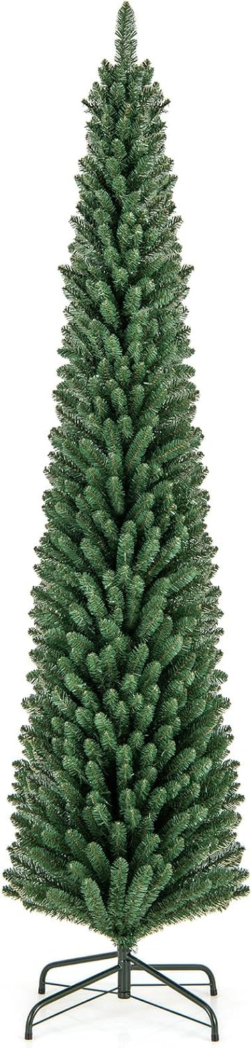 Lucktree 5ft / 6ft / 7ft / 8ft Artificial Skinny Xmas Tree with Quick Shape Technology