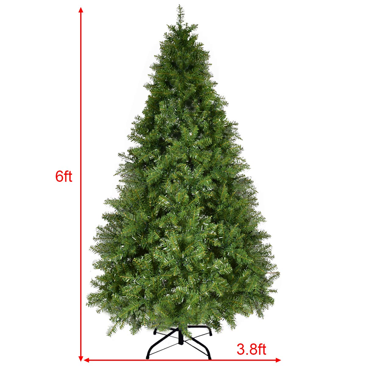 Lucktree Pre-Lit Christmas Tree Artificial PVC Spruce Hinged with 560 LED Lights and Solid Metal Legs - LucktreeUS