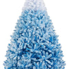 Lucktree Snow Flocked Christmas Tree with Lush Branch Tips & Foldable Metal Stan ( Blue Gradient & White )