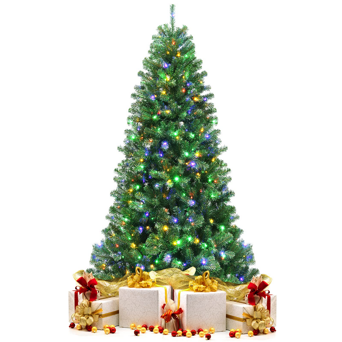 Lucktree Christmas Tree, Hinged Remote Control Artificial Xmas Tree, Residential and Commercial Decoration for Indoor - LucktreeUS