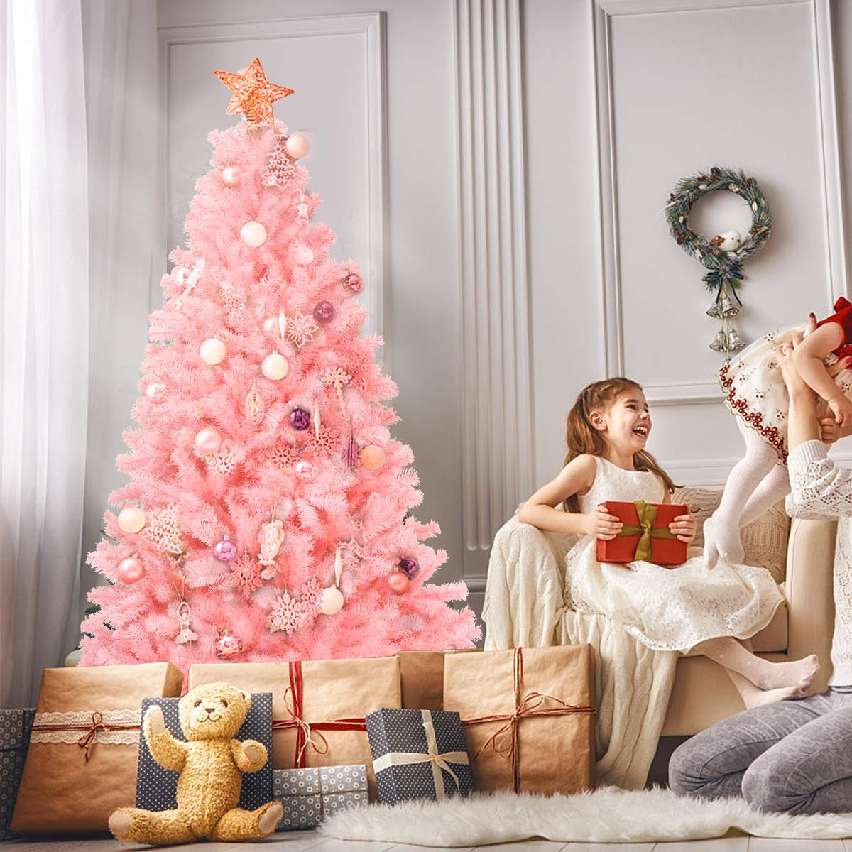 Lucktree Unlit Artificial Christmas Tree, 100% New PVC Material, Xmas Tree for Indoor and Outdoor Decoration - LucktreeUS