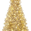 Lucktree Pre-Lit Snow Flocked Christmas Tree with Warm White LED Lights & Globe Lights