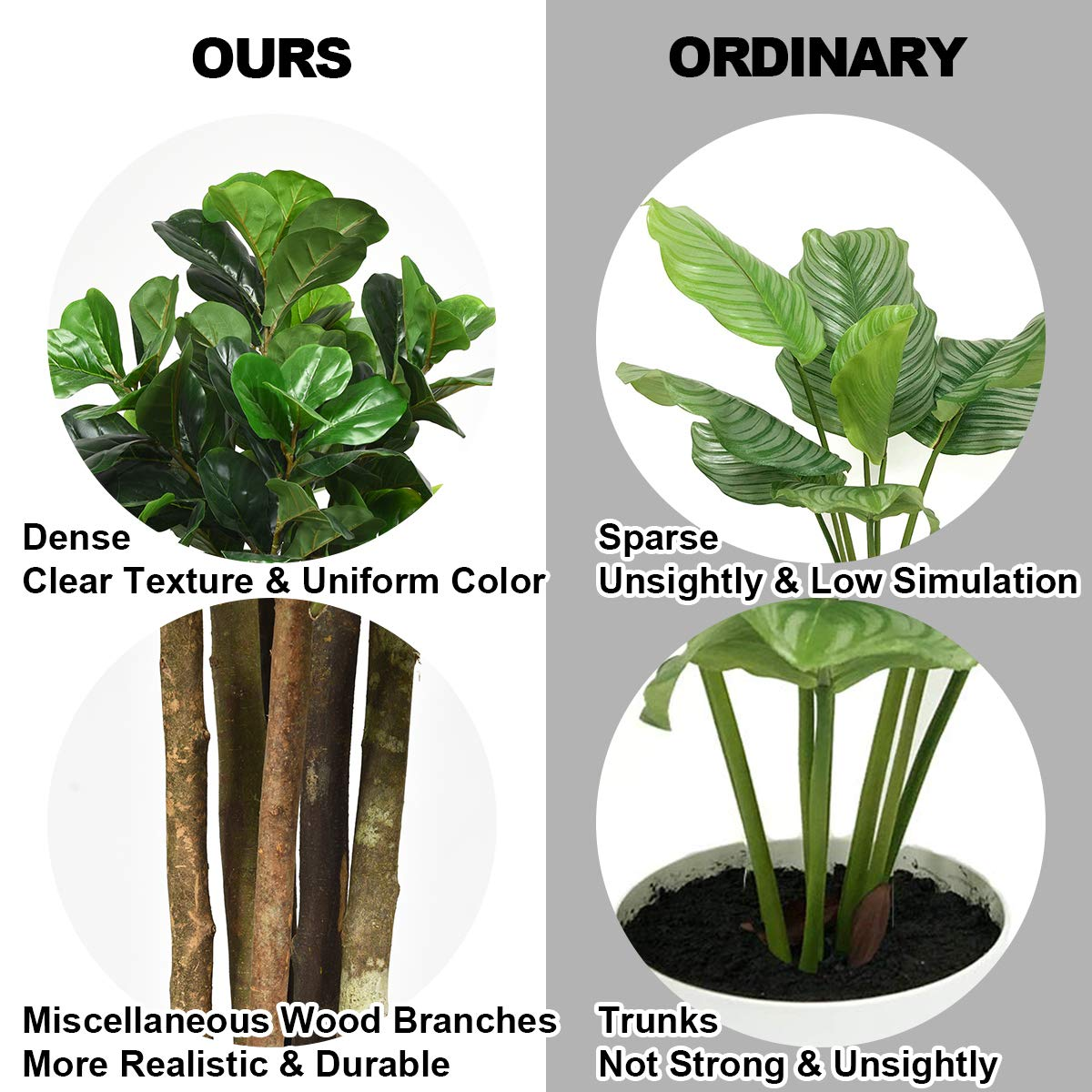 Lucktree Fake Fiddle Leaf Fig Tree Artificial Greenery Plants - LucktreeUS