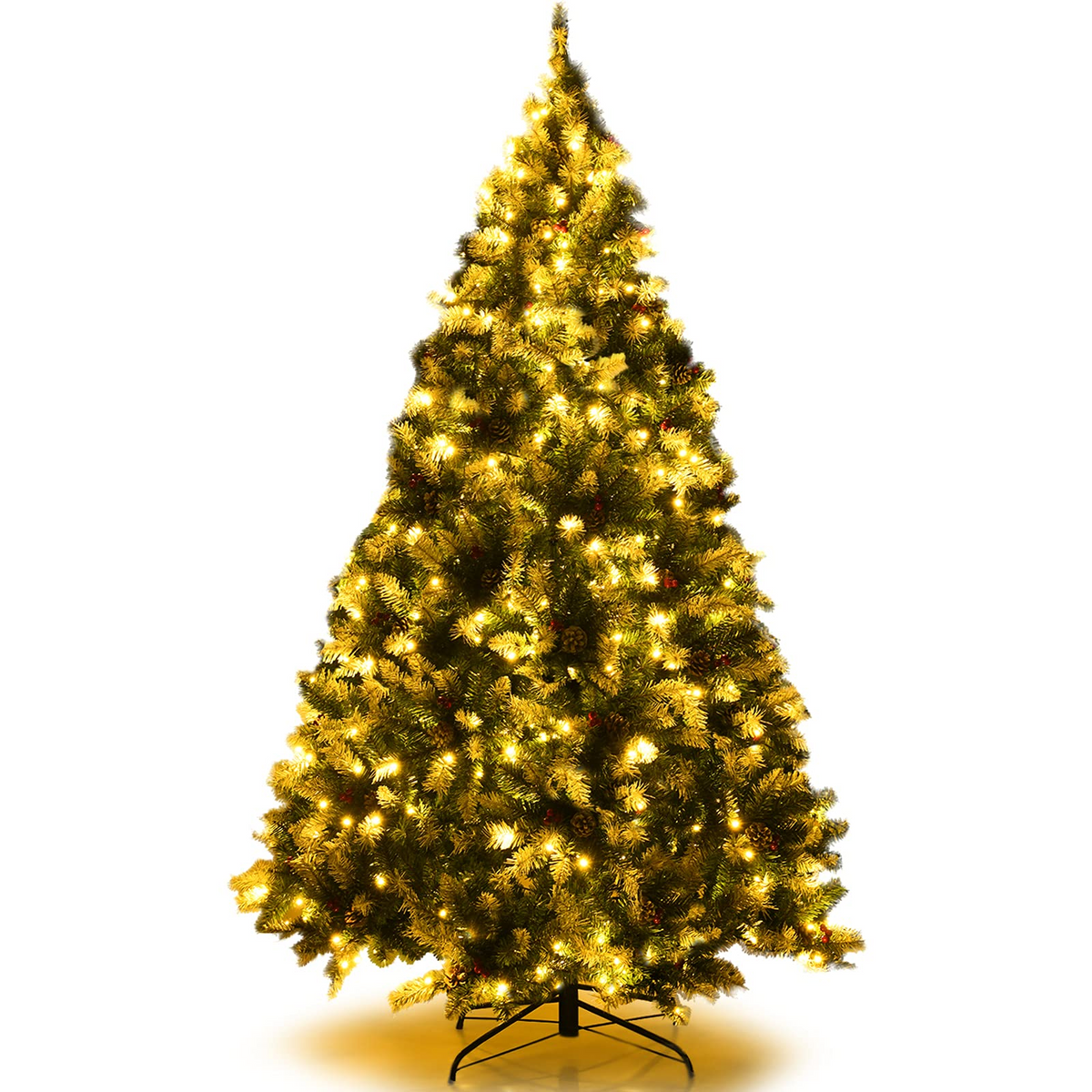 Lucktree Pre-lit Snow Flocked Christmas Tree,Hinged Artificial Xmas Tree, Indoor Holiday Festival Decoration - LucktreeUS