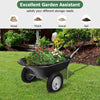 Garden Cart Wheelbarrow, 2-Wheel Outdoor Trolley with Metal Frame, 14" Pneumatic Tires