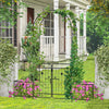 87" Steel Garden Arch with Planter Beds, Dig-Free Wedding Arbor w/Lockable Gates for Vines