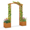 Wooden Garden Arbor with Planter Boxes, White Trellis Archway for Climbing Plants & Decorations