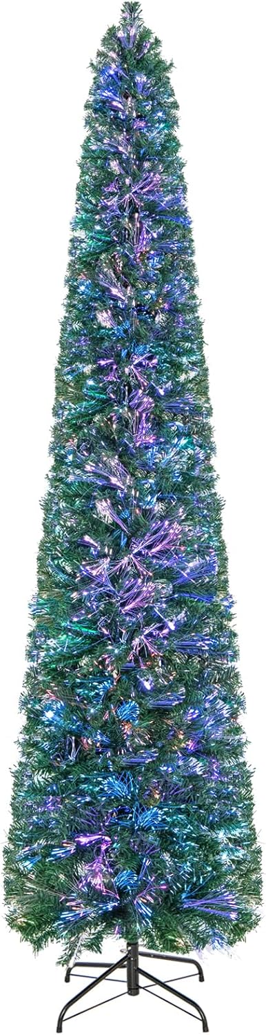 Lucktree 6ft / 7ft / 8ft Fiber Optic Pencil Christmas Tree Xmas Full Tree for Home Office Holiday Decor