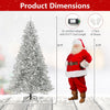Lucktree Pre-Lit Snow Flocked Christmas Tree with Warm White LED Lights & Globe Lights