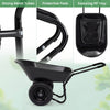 Garden Cart Wheelbarrow, 2-Wheel Outdoor Trolley with Metal Frame, 14" Pneumatic Tires
