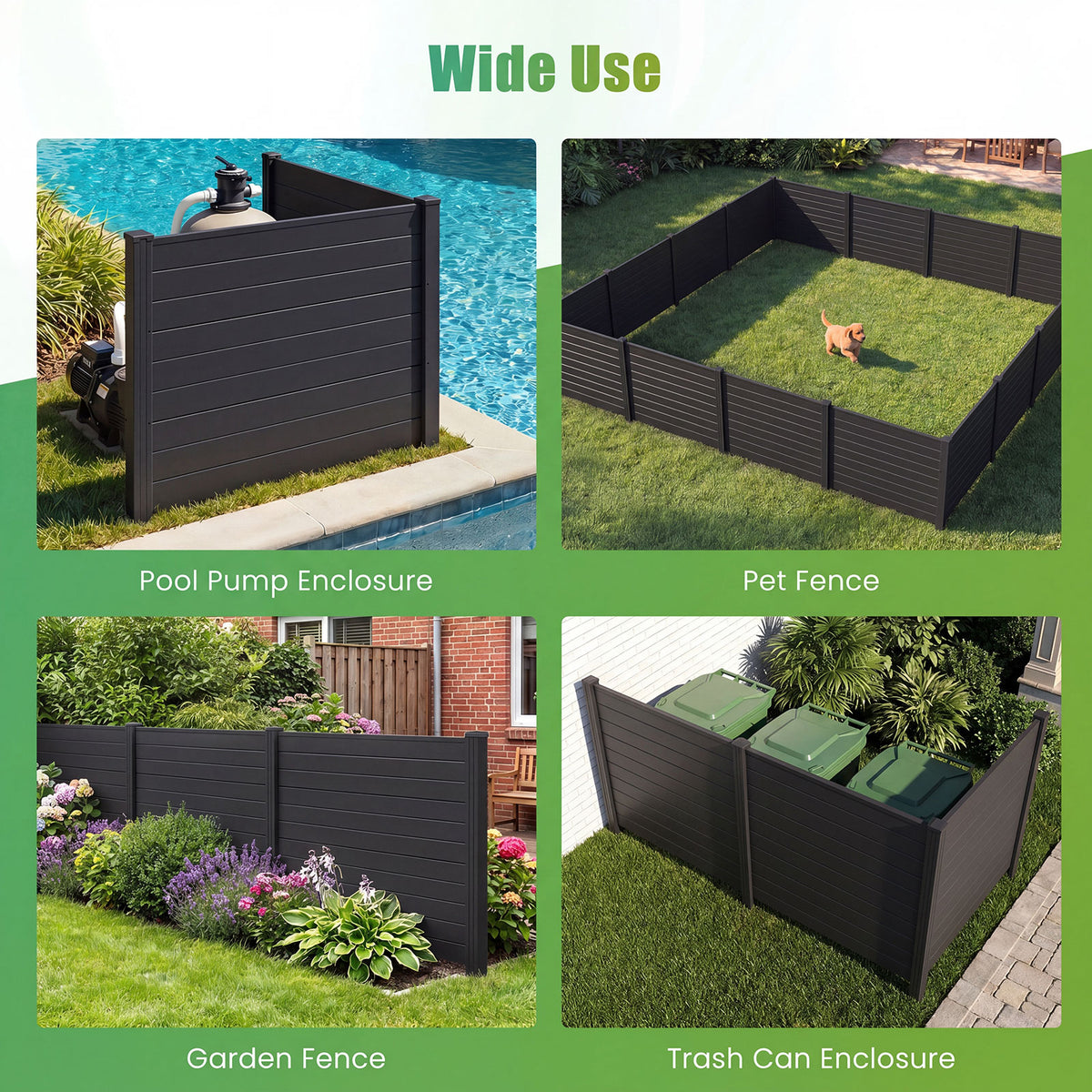 122cm x 95cm Air Conditioner Fence 2 Panels, Outdoor Privacy Fence with Metal Ground Stakes