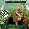 Lucktree 6.5 x 6.5 Ft Walk-in Greenhouse with Raised Garden Bed | Plant Hot House with Galvanized Steel Frame