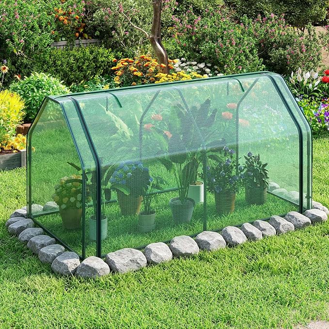 Lucktree Mini Portable Greenhouse w/ PE Cover Roll-Up Zipper