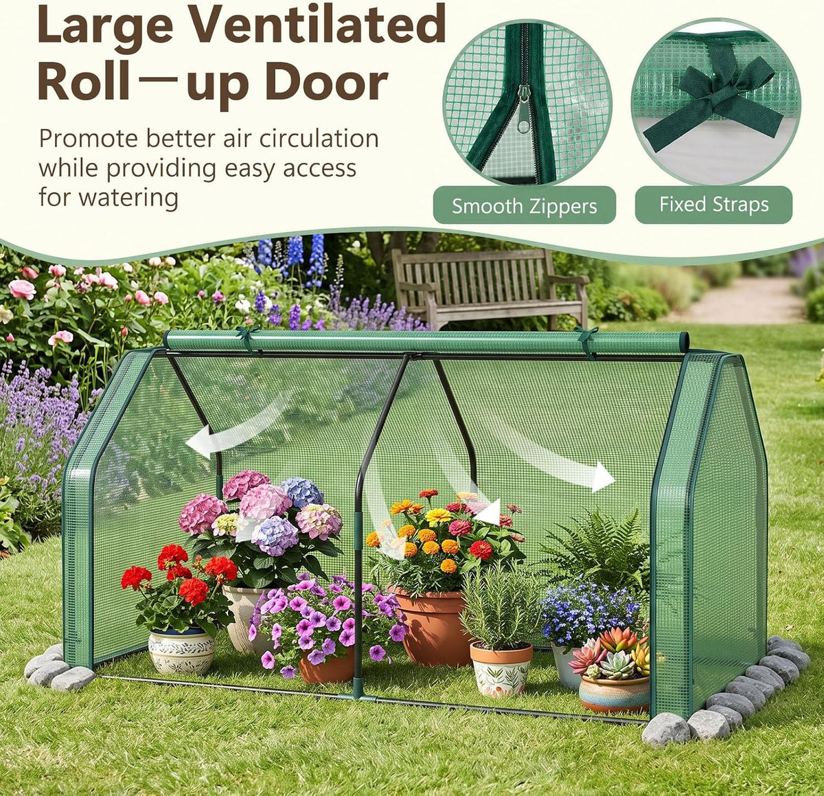 Lucktree Mini Portable Greenhouse w/ PE Cover Roll-Up Zipper