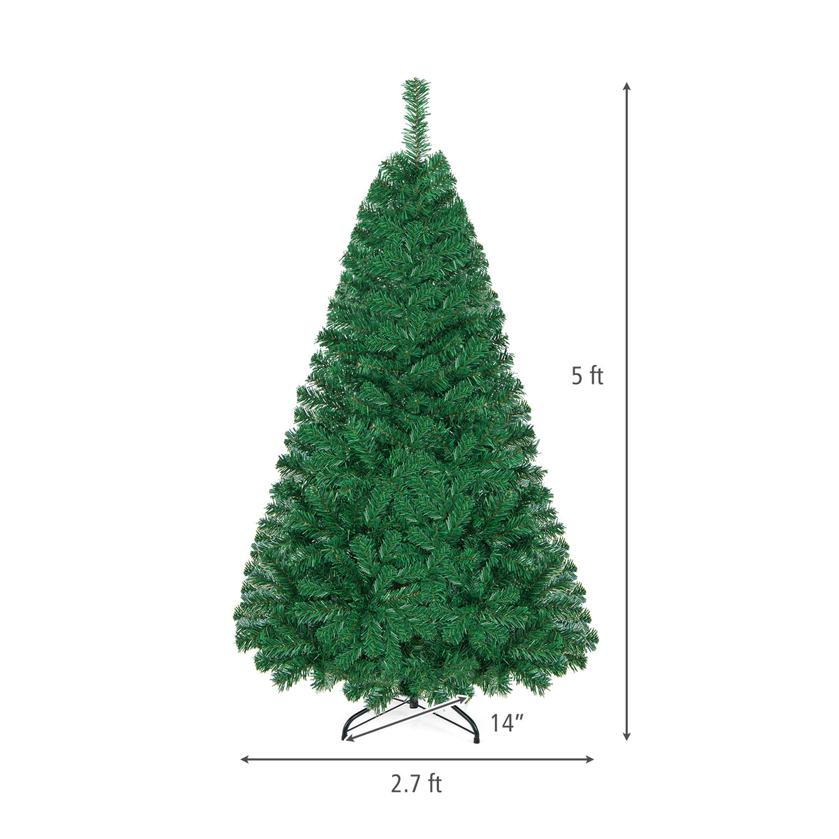 5/6/7/8 FT Artificial Christmas Tree, Unlit Full Xmas Pine Tree with 350/650/950/1138 Branch Tips & Folding Metal Stand