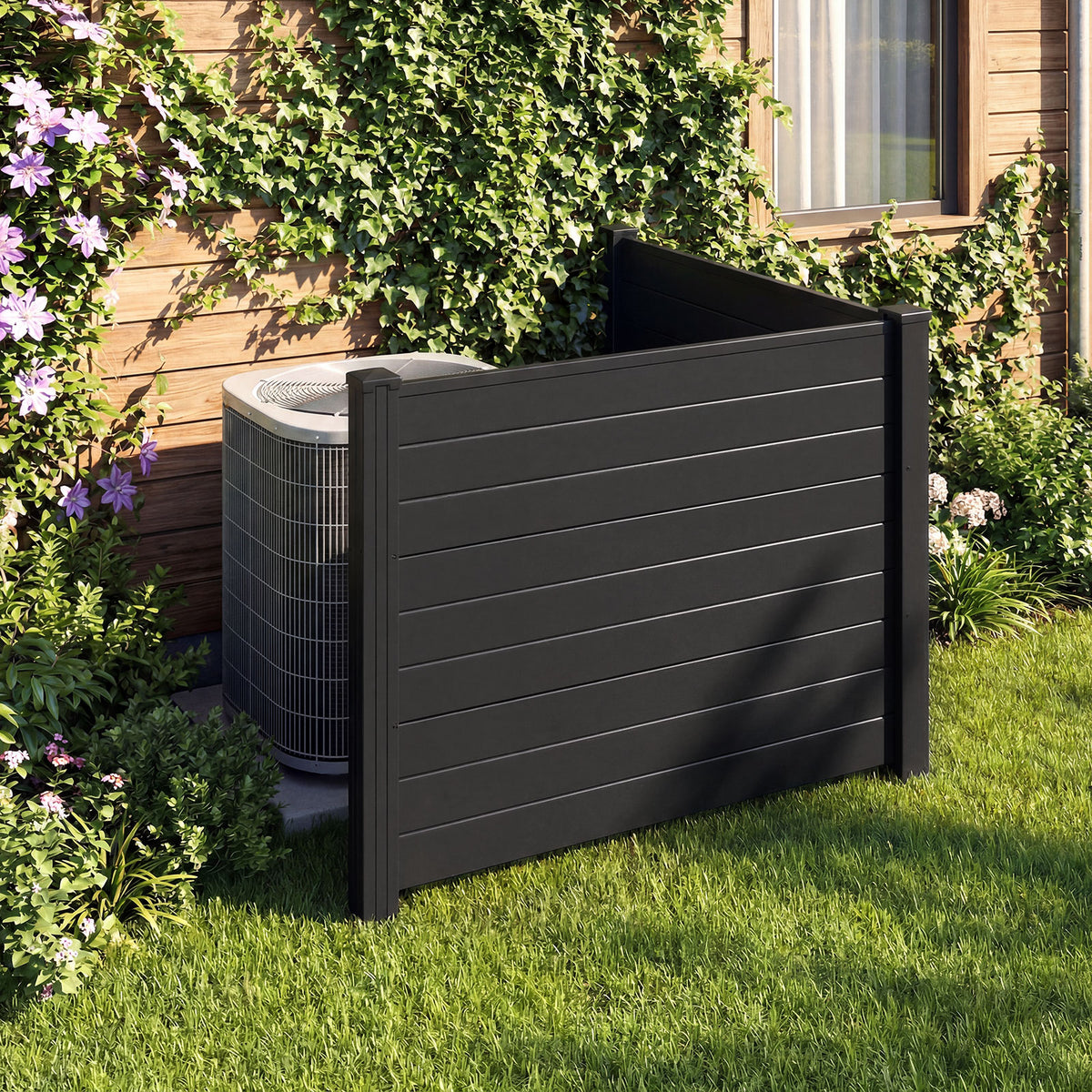 122cm x 95cm Air Conditioner Fence 2 Panels, Outdoor Privacy Fence with Metal Ground Stakes