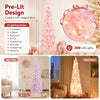 7 FT Slim Pencil Christmas Tree, Hinged Xmas Tree with Flocked Design, 800 PVC Branch Tips