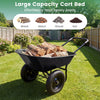 Garden Cart Wheelbarrow, 2-Wheel Outdoor Trolley with Metal Frame, 14" Pneumatic Tires