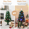 3FT Pre-Lit Optical Fiber Christmas Artificial Tree with Multicolor LED Lights and Snowflakes