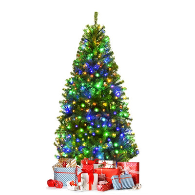 4/5/6/7/8/9 FT Pre-Lit Artificial Christmas Tree w/ 100/150/350/500/750/1000 Warm White & Multicolored LED Lights