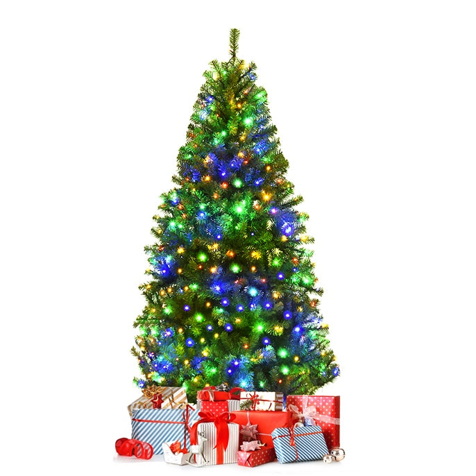 4/5/6/7/8/9 FT Pre-Lit Artificial Christmas Tree w/ 100/150/350/500/750/1000 Warm White & Multicolored LED Lights
