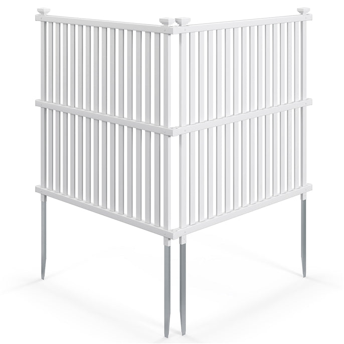 Outdoor Air Conditioner Fence, 113 x 114 cm Vinyl Privacy Screen with Metal Ground Stakes