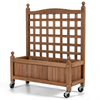 Wood Planter with Lattice Trellis and Wheels, 25'' x 11'' x 32.5'' (L x W x H)
