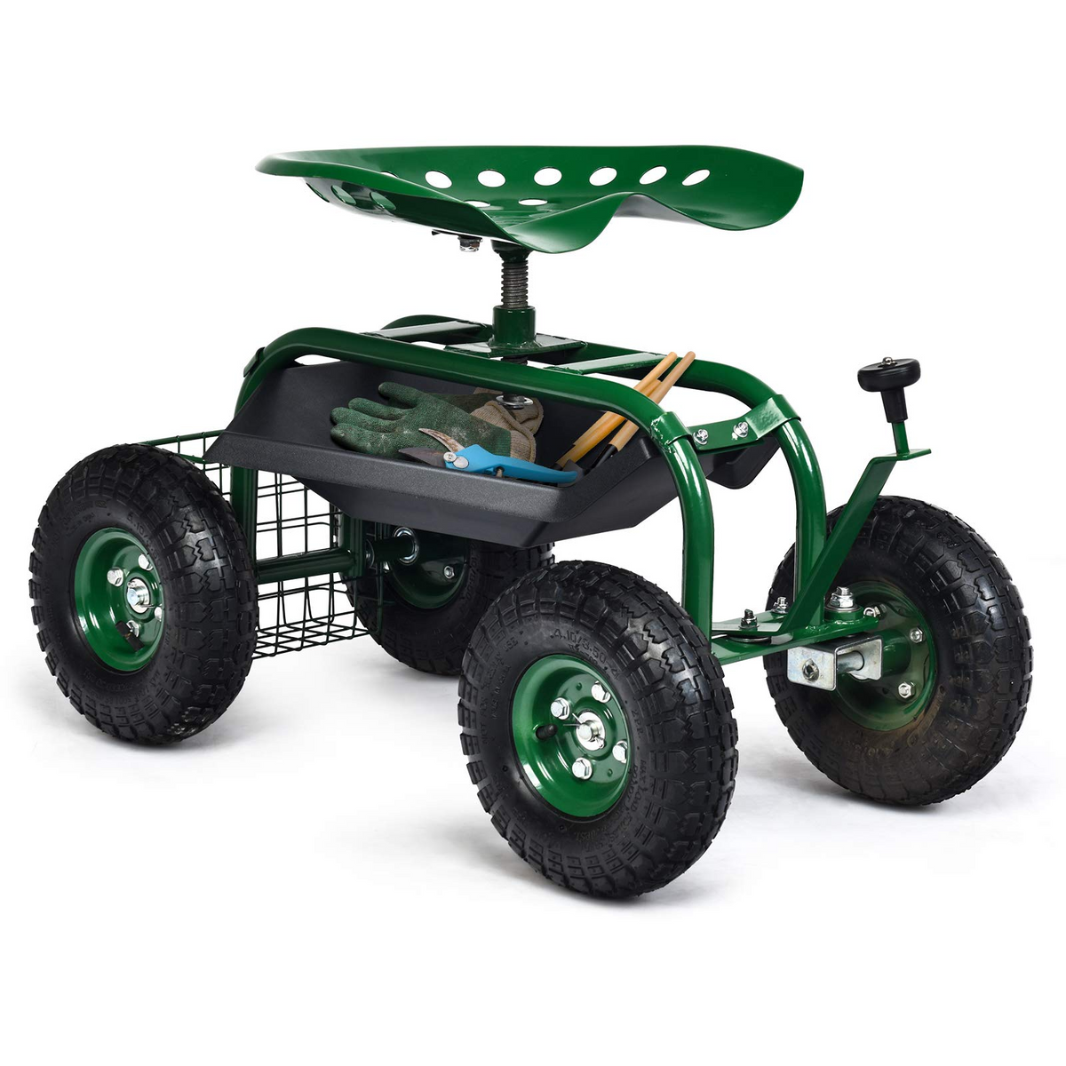 Lucktree Mobile Garden Workseat, Lawn Wagon Cart