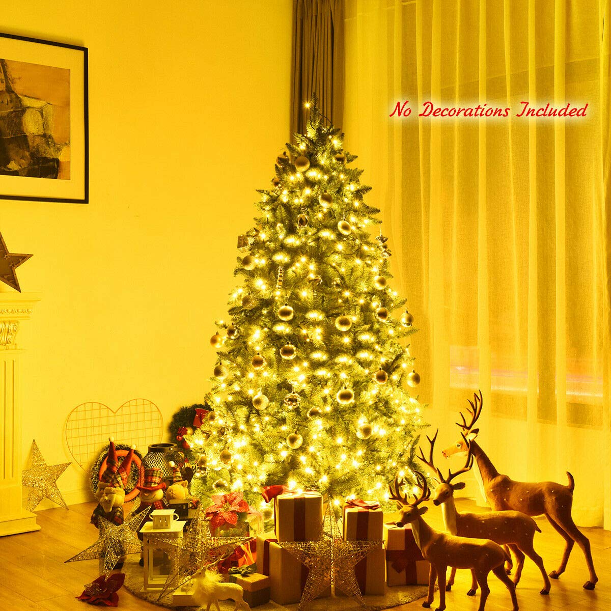 6ft Prelit Christmas Tree, Premium Hinged Artificial Fir Tree - LucktreeUS