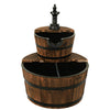 Lucktree 2-Tier Barrel Waterfall Fountain with Hand Pump