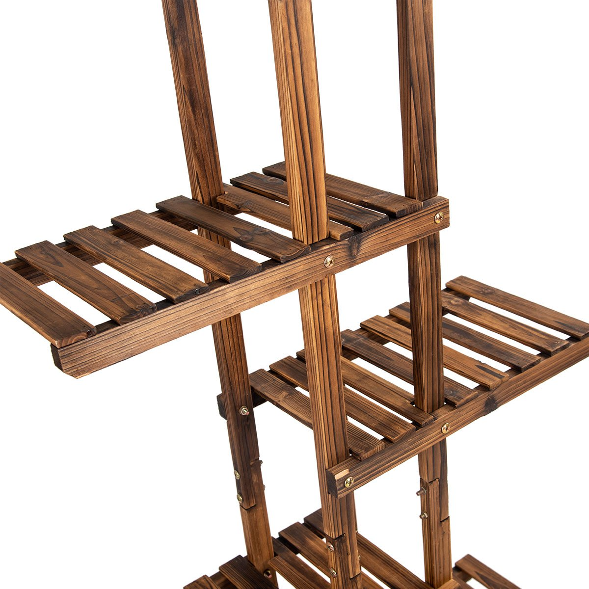Lucktree Flower Rack Wood Plant Stand 7 Wood Shelves 11 Pots