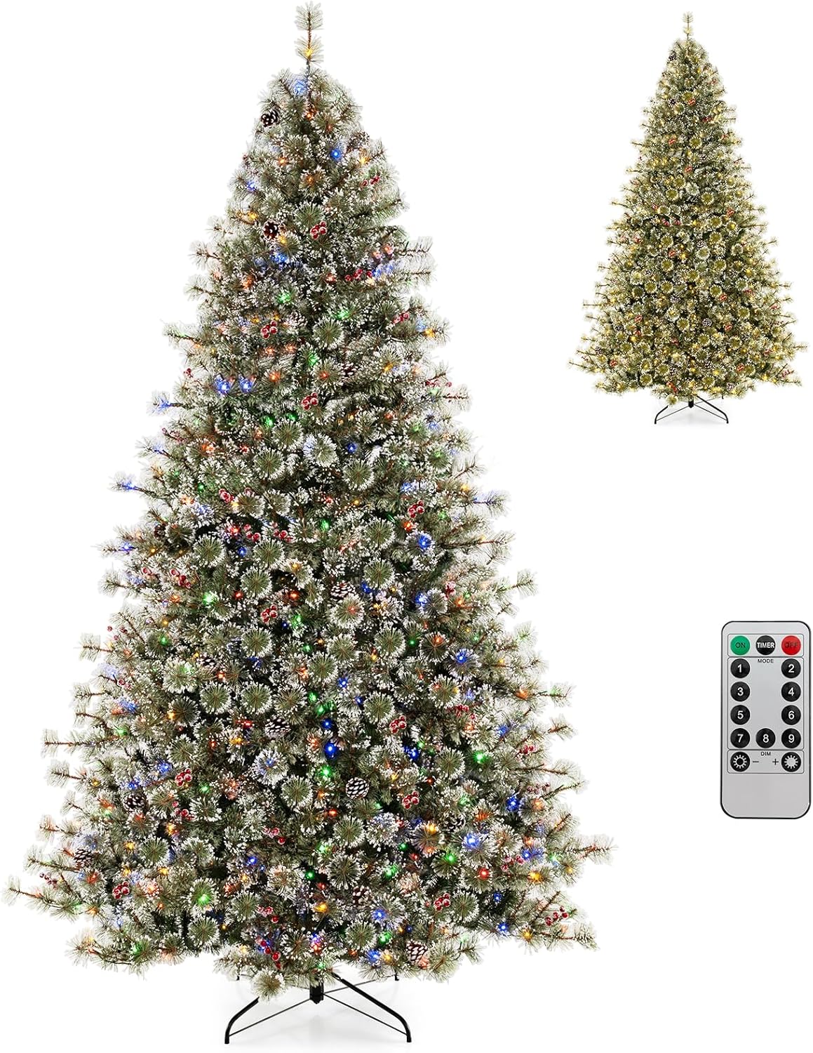 Lucktree 6ft / 7.5ft / 9ft Pre-Lit Artificial Christmas Tree with 360° Quick Power Connector