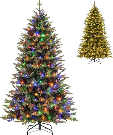 6FT Prelit Artificial Christmas Tree, Hinged Christmas Tree with 350 LED Lights