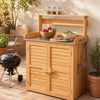 Garden Potting Bench Table, Wood Plant Workstation w/ Stainless Steel Tabletop