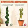 4ft Faux Boxwood Topiary Tree, Spiral Sun-Protected Potted Fake Plant with Cement-Filled Plastic Pot