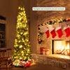 8 FT Slim Pencil Artificial Christmas Tree Unlit Green with Metal Stand
