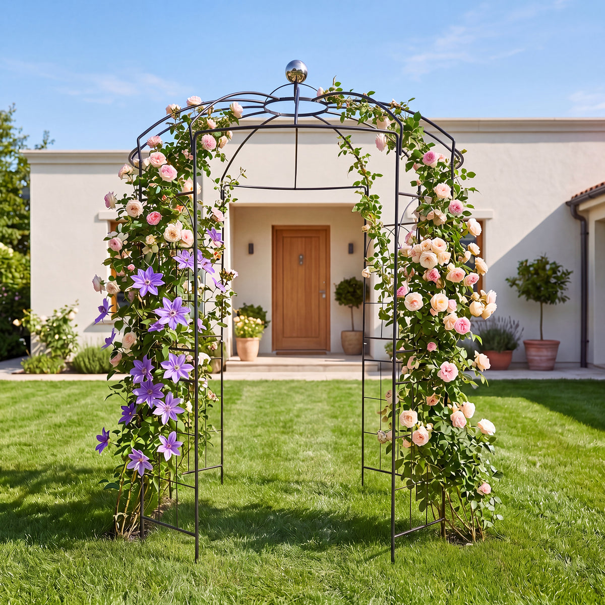 Birdcage Shape Gazebo, Garden Arch Trellis w/Hanging Hook for Climbing Plants