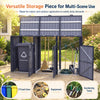 3-Bin Metal Trash Can Storage Shed, 238 x 79 CM Outdoor Garbage Shed with Flip-Up Lids & Lockable Doors