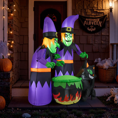 Lucktree 6 Ft Inflatable Halloween Witches, Blow up 2 Scary Witch Decoration