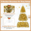 6 FT Gold Tinsel Christmas Tree, Metallic Artificial Decoration
