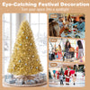 6 FT Gold Tinsel Christmas Tree, Metallic Artificial Decoration