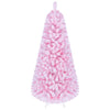 5/6/7 FT Flocked Fir Christmas Tree, Pre-Lit, Hinged, Pink