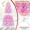 5/6/7 FT Flocked Fir Christmas Tree, Pre-Lit, Hinged, Pink