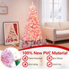 5/6/7 FT Flocked Fir Christmas Tree, Pre-Lit, Hinged, Pink