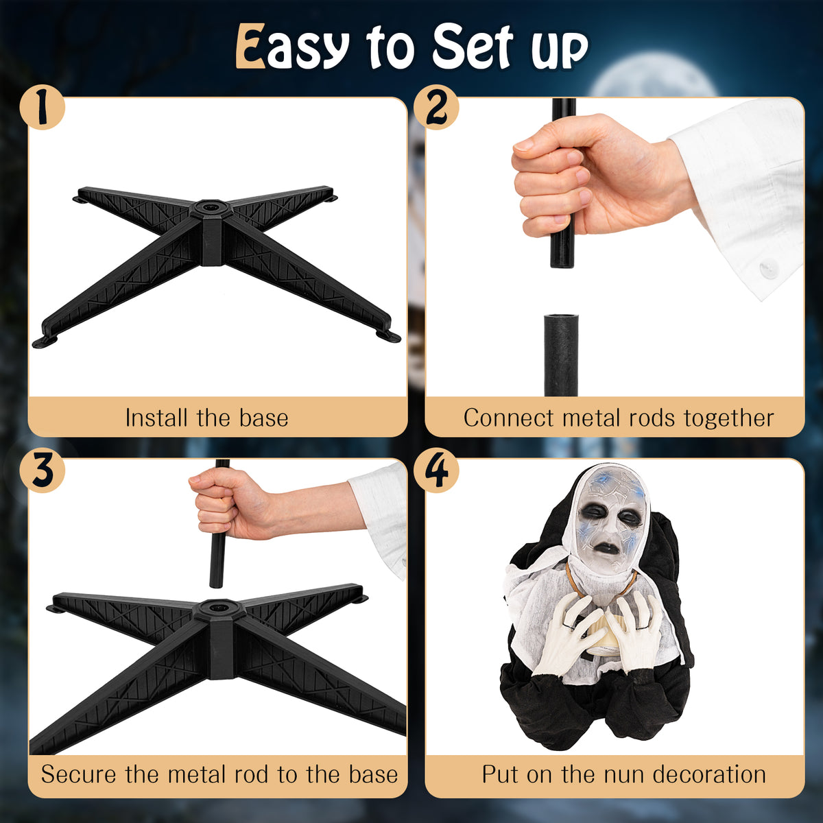 Lucktree 5.3 FT Animated Nun Halloween Decoration