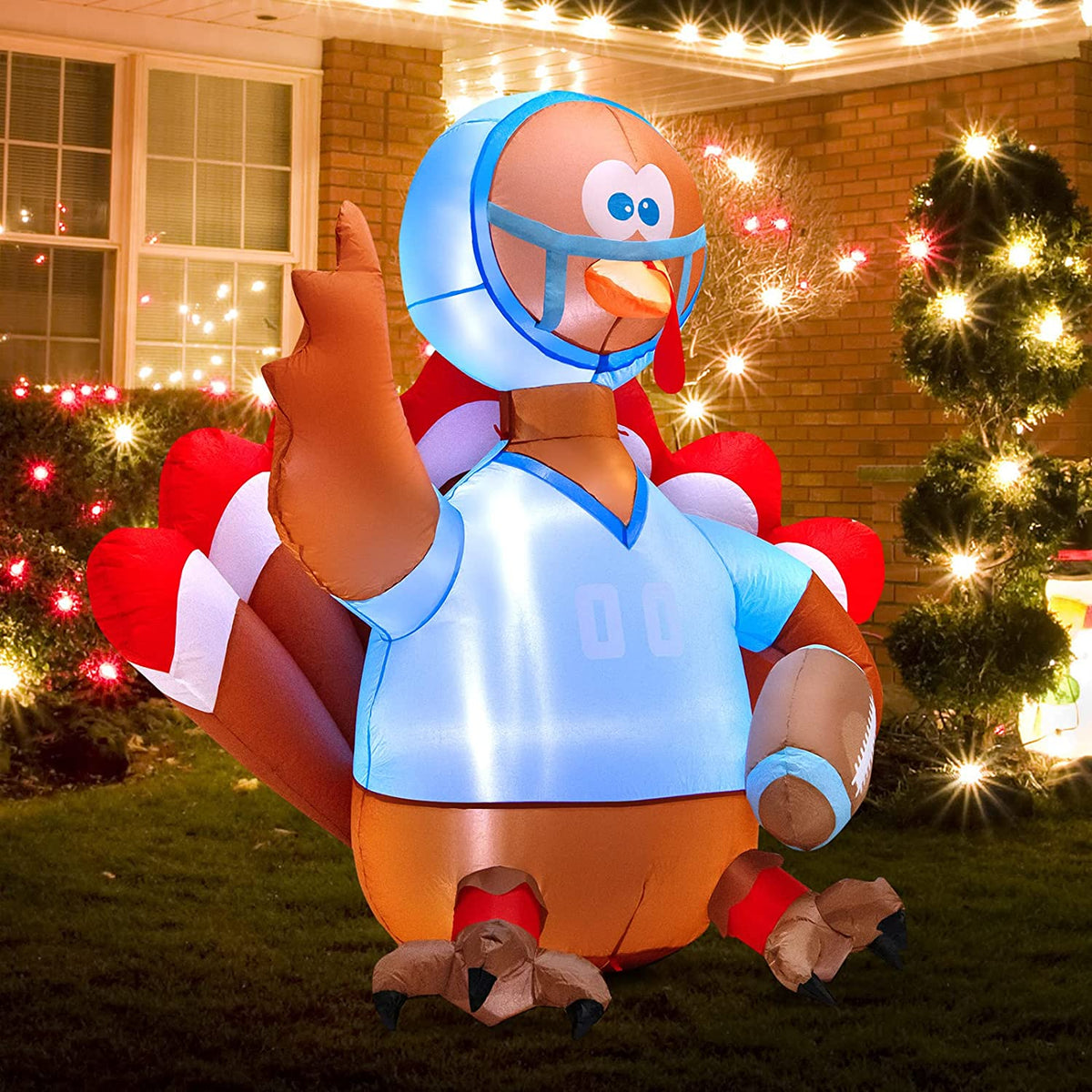 Lucktree 6 FT Thanksgiving Inflatable Turkey, Lighted Thanksgiving Decorations for Lawn, Garden, Party