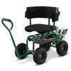 Lucktree Cushioned Rolling Garden Cart Scooter with Storage Basket and Tool Pouch