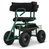 Lucktree Cushioned Rolling Garden Cart Scooter with Storage Basket and Tool Pouch
