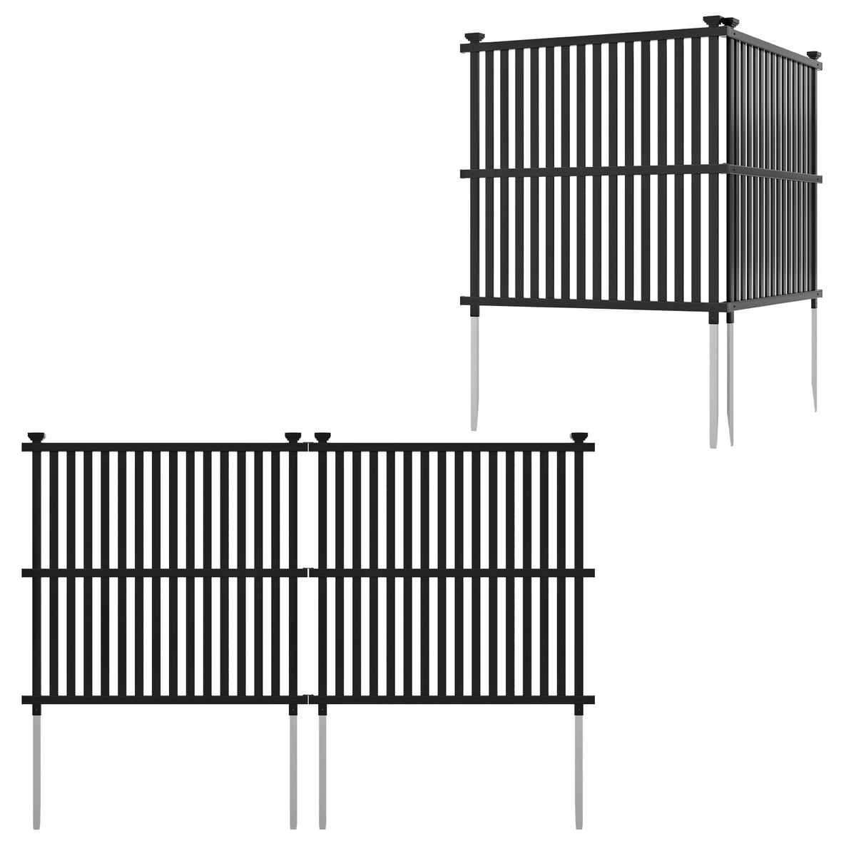 Lucktree Air Conditioner Fence 2/4 Panels - 45''W x 45''H Outdoor Fence Privacy Screen with Metal Stakes