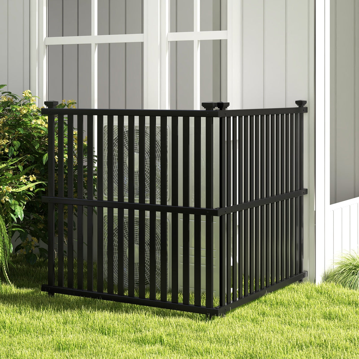 Lucktree Air Conditioner Fence 2/4 Panels - 45''W x 45''H Outdoor Fence Privacy Screen with Metal Stakes